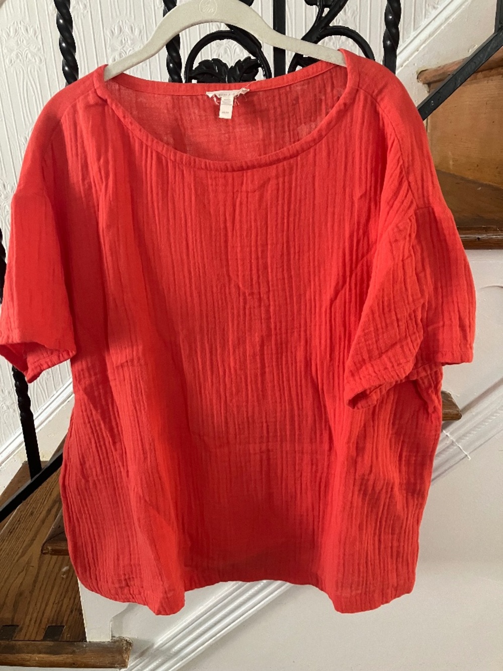 Eileen Fisher women’s size medium M organic cotton gauze short sleeve top shirt